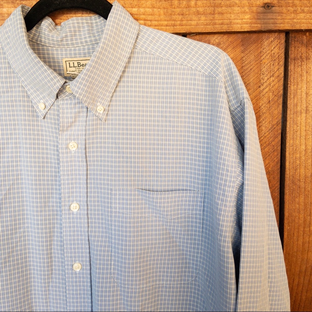 L.L. Bean Men’s Blue Checkered Button Down Shirt